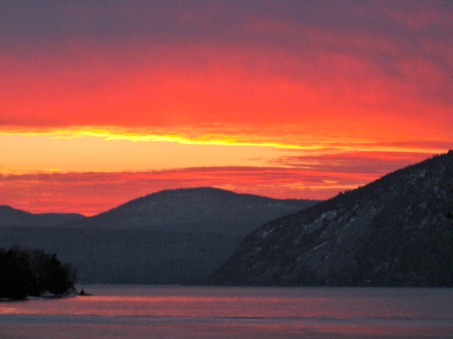 Winter Sunset at Lake George